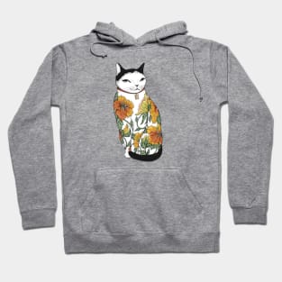 Cat in Tiger Flower Tattoo Hoodie